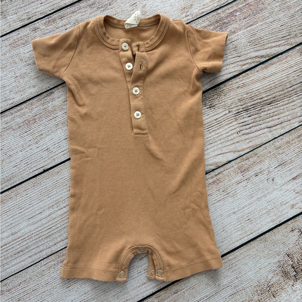 Kate Quinn Camel Buttoned Baby Romper